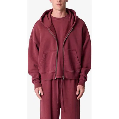 Mnml Full Zip Hoodie In Washed Maroon