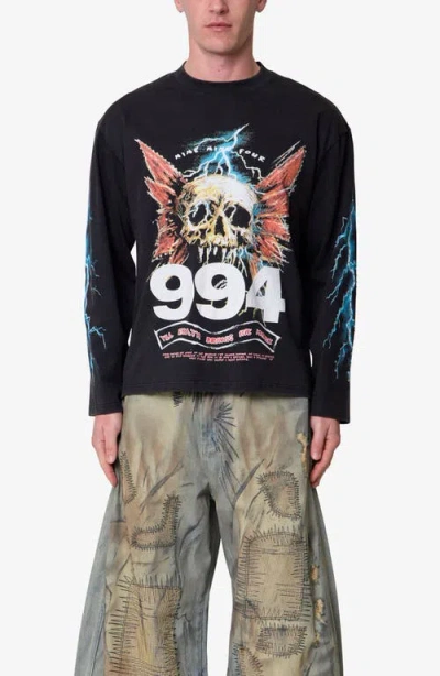 Mnml Gem Skull Long Sleeve Cotton Graphic T-shirt In Black
