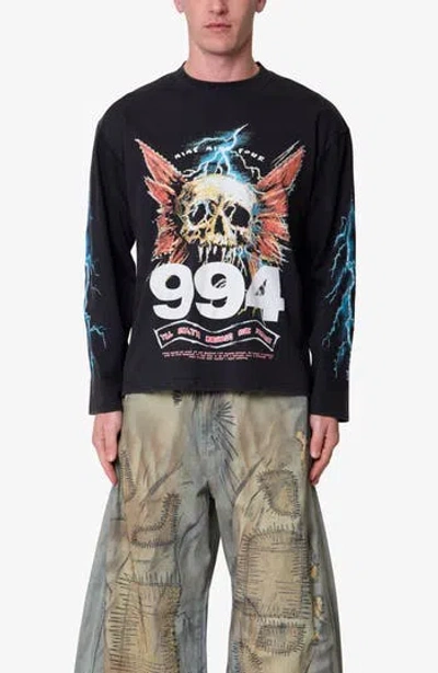 Mnml Gem Skull Long Sleeve Cotton Graphic T-shirt In Black