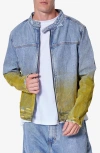 Mnml Gradient Zip Denim Jacket In Blue