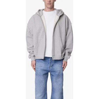 Mnml Heavyweight Basic Zip-up Cotton Hoodie In Gray