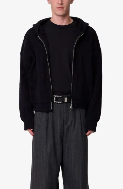 Mnml Hooded Zip Cardigan In Black