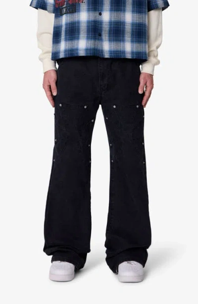 Mnml Iron Cross Baggy Flare Jeans In Black