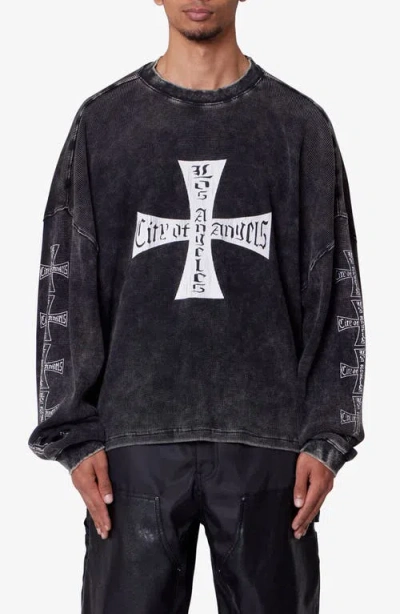 Mnml L.a. Graphic Washed Thermal Long Sleeve T-shirt In Black