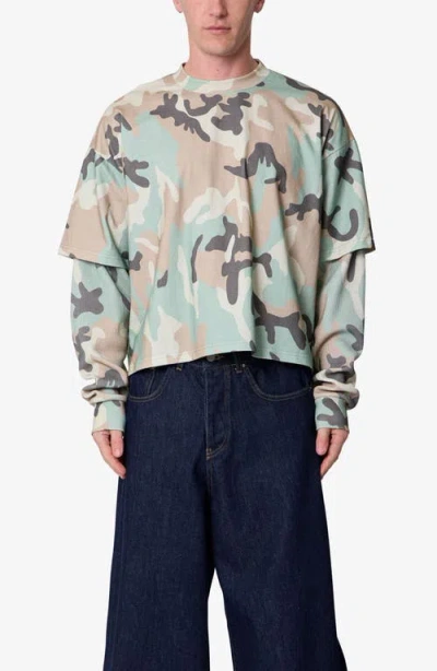 Mnml Layered Camo Print Thermal Cotton T-shirt In Multi