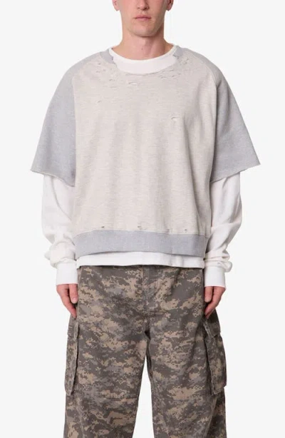 Mnml Layered Look Distressed Sweatshirt In Gray