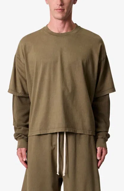 Mnml Layered Thermal Long Sleeve T-shirt In Olive