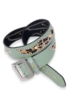 Mnml Leopard Stud Leather Belt In Green