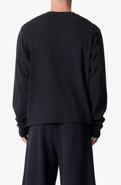 Mnml Long Sleeve Waffle Knit T-shirt In Black