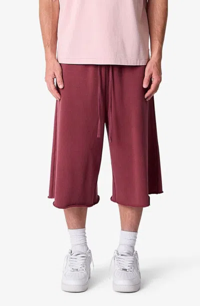 Mnml Long Sweatshorts In Washed Maroon