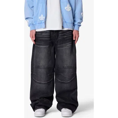 Mnml Mega Baggy Waxed Denim Jeans In Black