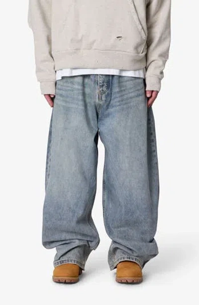 Mnml Mega Baggy Waxed Denim Jeans In Blue