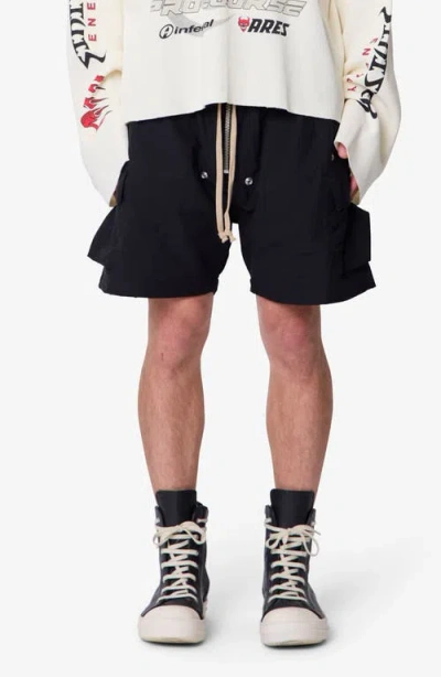 Mnml Mesh Mud Cotton Cargo Shorts In Black