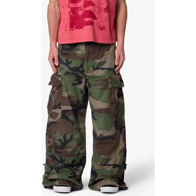 Mnml Military Rave Wide Leg Cargo Pants In Green