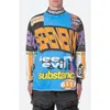 Mnml Motocross Mock Neck Long Sleeve Graphic T-shirt In Blue/ Multi