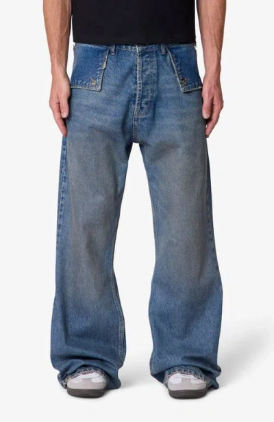 Mnml Mule Pocket Kick Flare Jeans In Blue