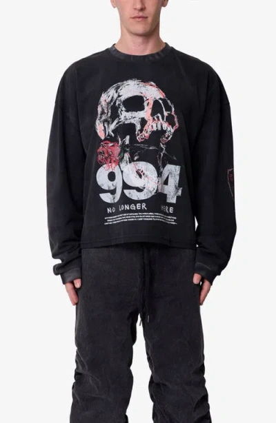 Mnml No Longer Here Oversize Long Sleeve Cotton Graphic T-shirt In Black