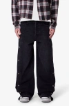 Mnml Offset Button Baggy Jeans In Black