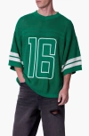 Mnml Open Stitch Varsity Jersey Top In Green