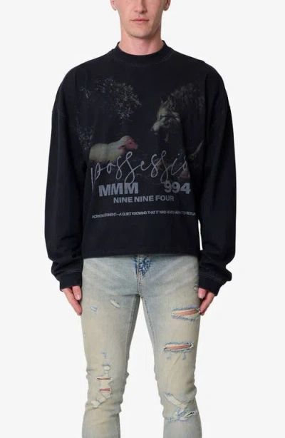 Mnml Oversize Cotton Graphic T-shirt In Black
