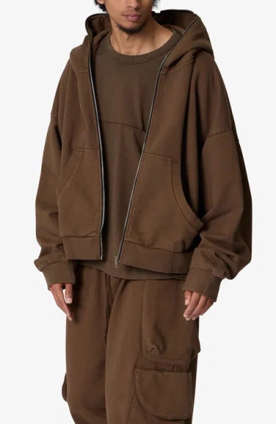 Mnml Oversize Zip Hoodie In Brown