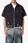 Mnml Painter Short Sleeve Button-up Shirt In Black