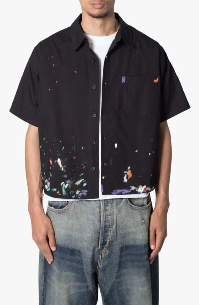 Mnml Painter Short Sleeve Button-up Shirt In Black