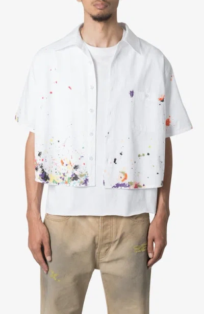 Mnml Painter Short Sleeve Button-up Shirt In White