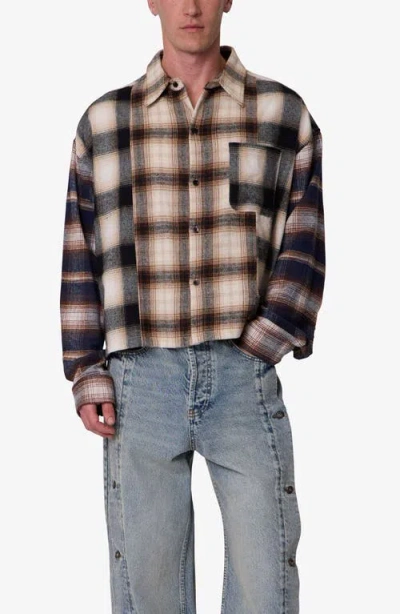 Mnml Paneled Flannel Shirt In Multi