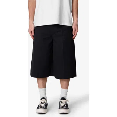 Mnml Pleated Baggy Cotton Blend Shorts In Black