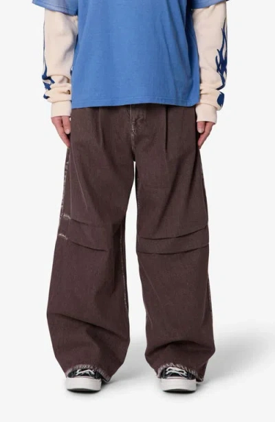 Mnml Pleated Denim Jeans In Brown