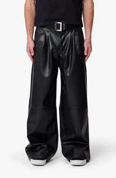 Mnml Pleated Faux Leather Pants In Black