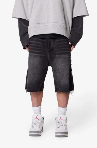 Mnml Pleated Ultra Baggy Denim Shorts In Blue