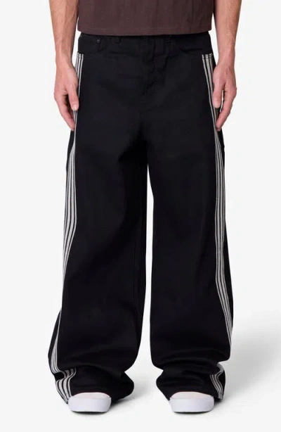 Mnml Rave Side Stripe Relaxed Leg Jeans In Black