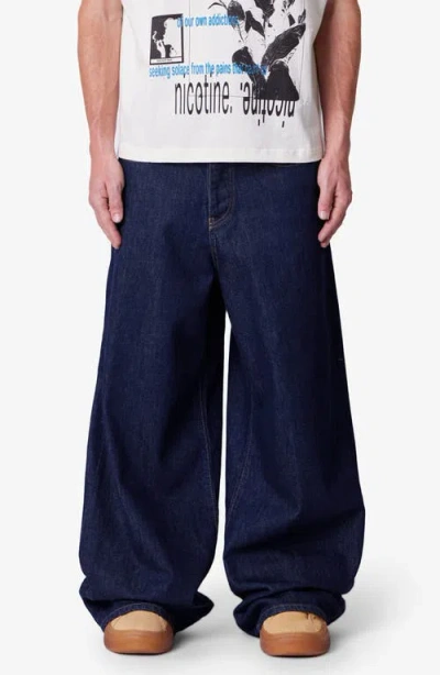 Mnml Raw Baggy Rave Wide Leg Jeans In Blue