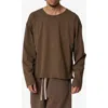 Mnml Raw Hem Oversize Long Sleeve T-shirt In Brown