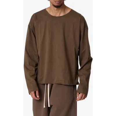 Mnml Raw Hem Oversize Long Sleeve T-shirt In Brown