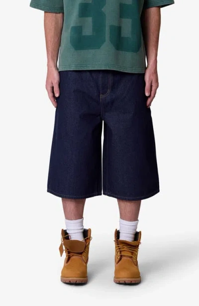 Mnml Raw Ultra Baggy Denim Shorts In Blue