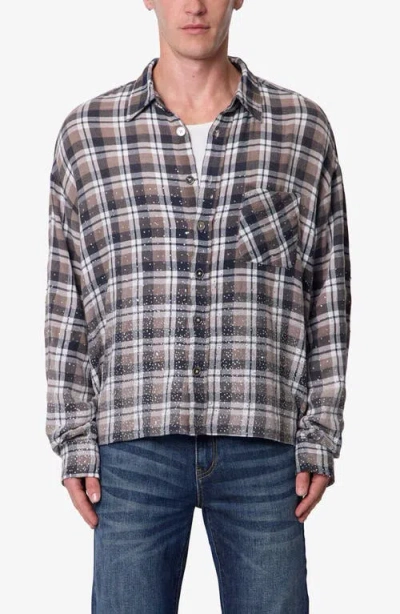Mnml Rhinestone Flannel Shirt In Gray