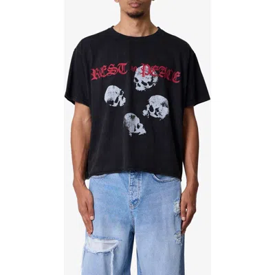 Mnml Rip Cotton Graphic T-shirt In Washed Black