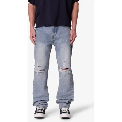 Mnml Ripped Paint Splatter Wide Leg Jeans In Blue
