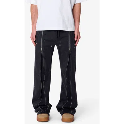 Mnml Rivet Zipper Flare Sweatpants In Black
