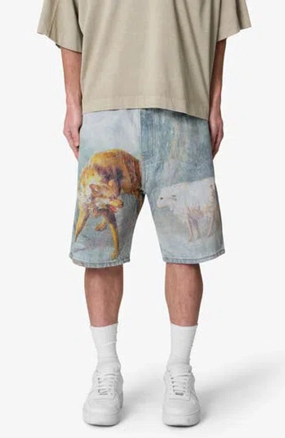 Mnml Sheep Hounded Denim Shorts In Multi