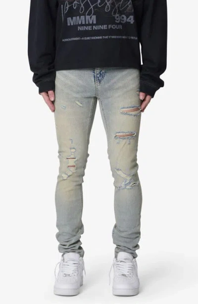 Mnml Shredded Skinny Denim Jeans In Blue
