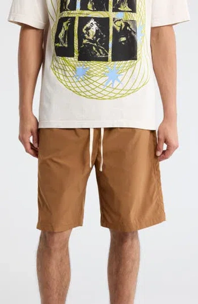 Mnml Side Snap Nylon Shorts In Brown