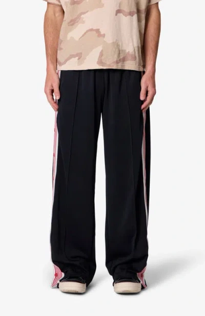 Mnml Side Snap Striped Track Pants In Black