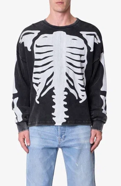 Mnml Skeleton Thermal Long Sleeve Graphic T-shirt In Washed Black