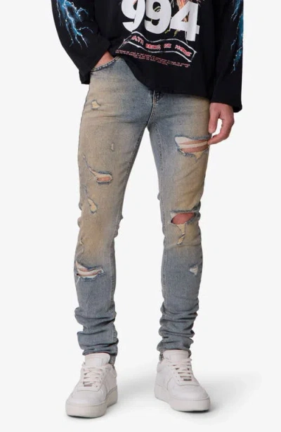 Mnml Slashed Skinny Denim Jeans In Blue
