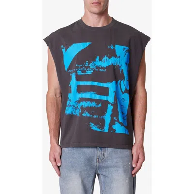 Mnml Sleeveless Distressed Graphic Cutoff T-shirt In Black