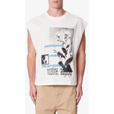 Mnml Sleeveless Distressed Graphic Cutoff T-shirt In White